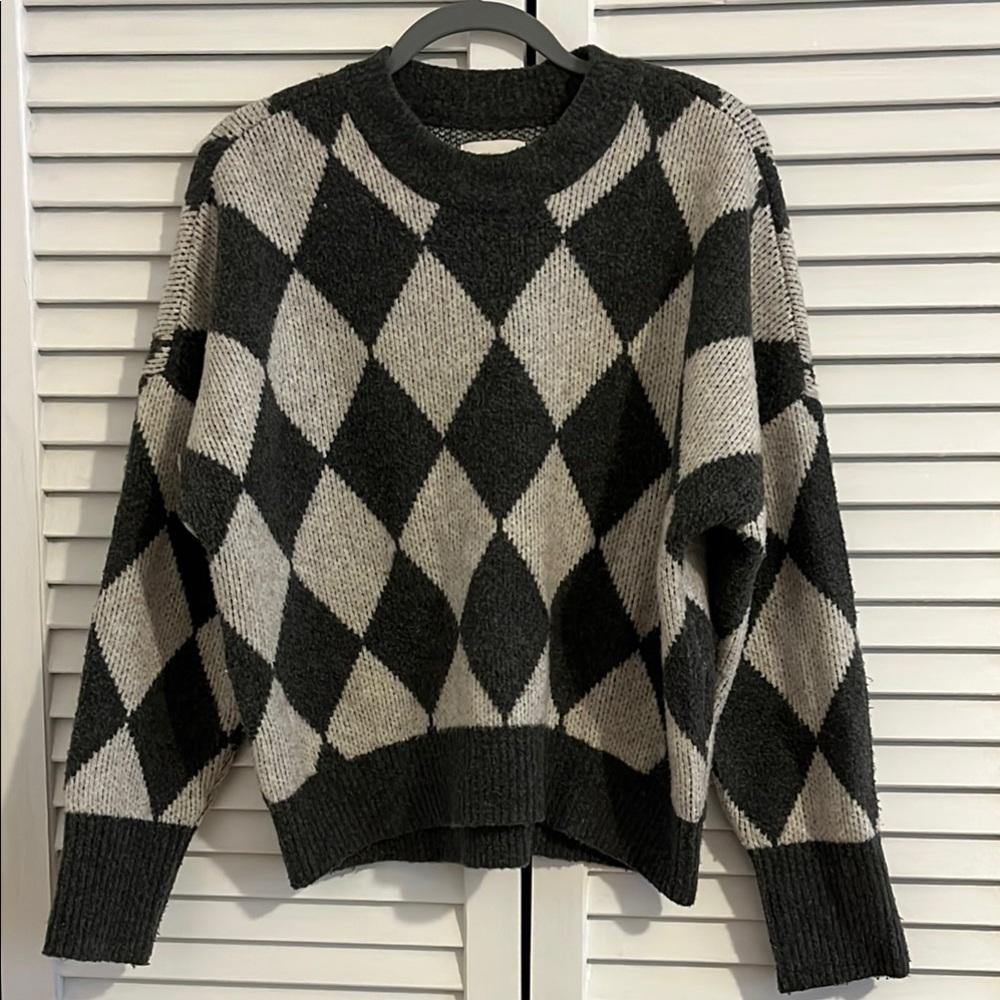 Black and Gray Argyle Sweater